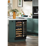 CDA 46 Bottle Capacity Single Zone 60cm Freestanding Under Counter Wine Cooler - Black Glass