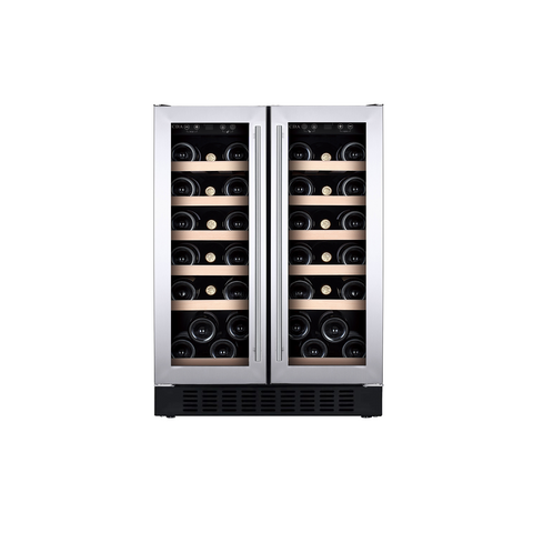 CDA 40 Bottle Freestanding Under Counter Wine Cooler Dual Zone 60cm Wide 82cm Tall - Stainless Steel