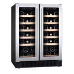 CDA 40 Bottle Freestanding Under Counter Wine Cooler Dual Zone 60cm Wide 82cm Tall - Stainless Steel