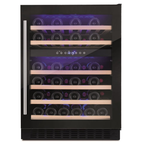 Amica 46 Bottle Freestanding Under Counter Wine Cooler Dual Zone 60cm Wide 82cm Tall - Black AWC600BL
