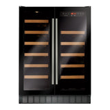 CDA FWC624BL 40 Bottle Freestanding Under Counter Wine Cooler Dual Zone 60cm Wide 82cm Tall - Black FWC624BL