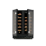 CDA FWC624BL 40 Bottle Freestanding Under Counter Wine Cooler Dual Zone 60cm Wide 82cm Tall - Black FWC624BL