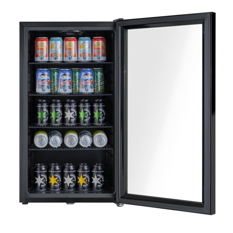 Electriq 128 can capacity drinks fridge black with glass front hotsell